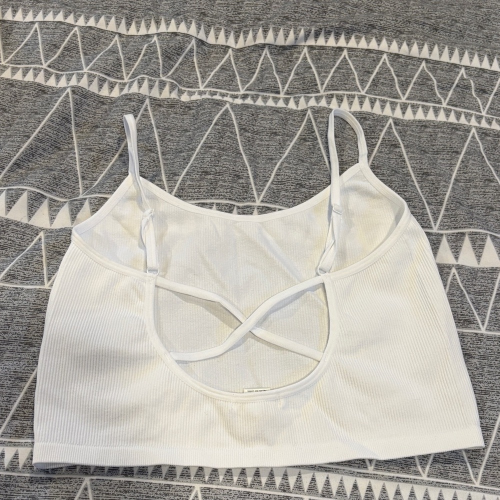 White Ribbed Crop Top - Picture 2 of 5